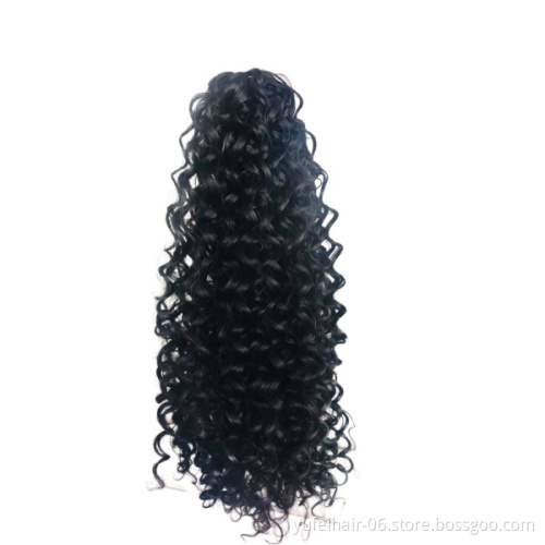 Wholesale Afro kinky curly drawstring Ponytail hair extension for black women,raw virgin natural color remy human Hair